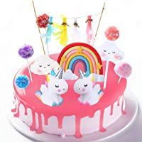 DERU Cake Topper Unicornio- Decoración De Pastel De Unicornio- Decoracion Tarta Unicornio- Unicornio Cloud Rainbow para…